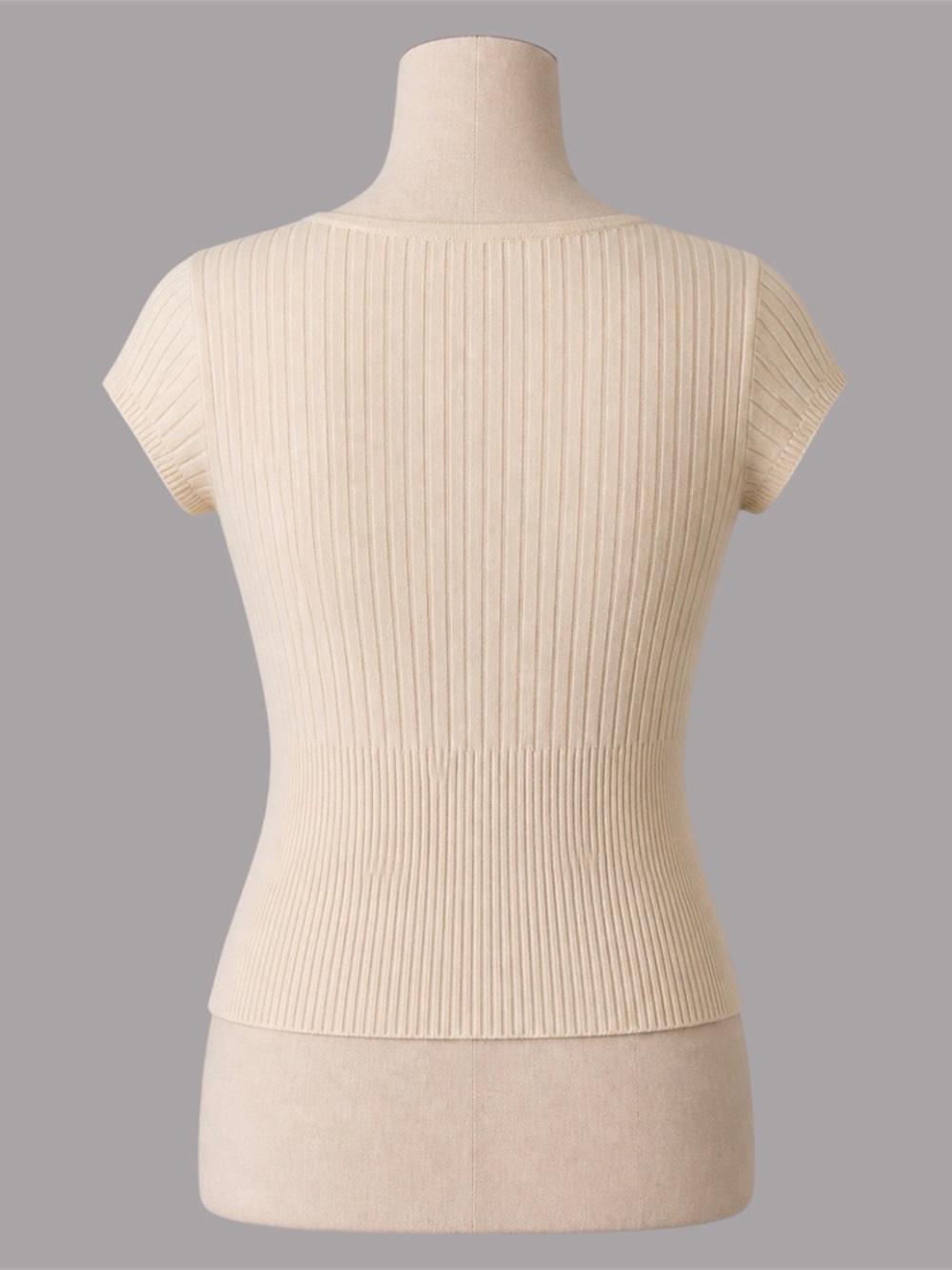 Motel Rocks Cream Ribbed Button Front Knit Top - Picture 4 of 4